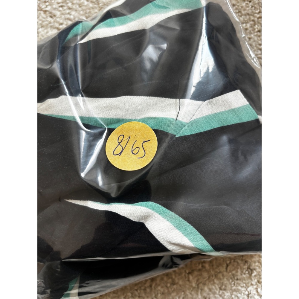 Diane von Furstenberg Silk Dress 8 Black Teal Abstract Sleeveless Zip Back - Picture 9 of 9